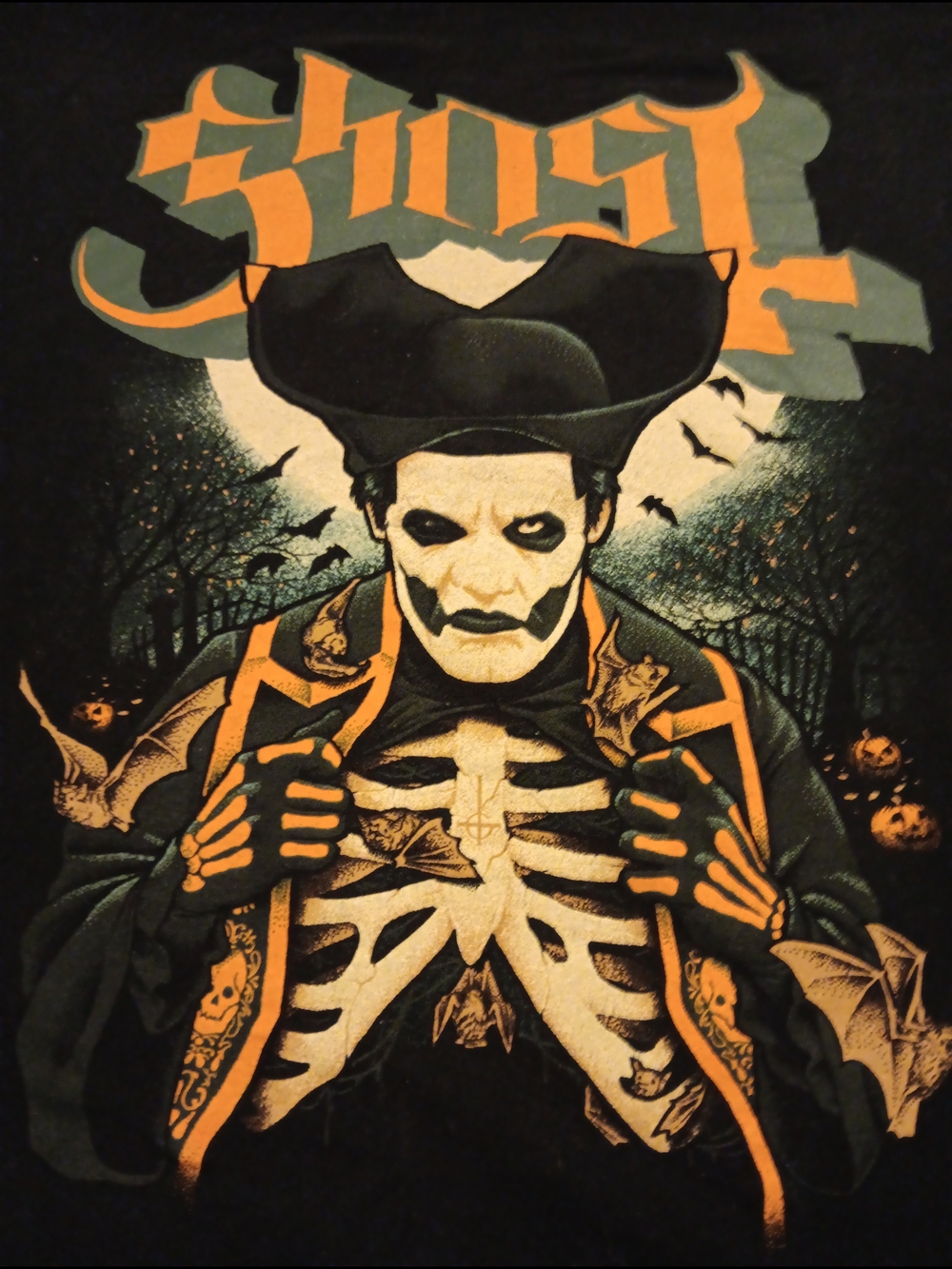 Ost Black and Orange Skeleton Ringmaster Graphic Tee